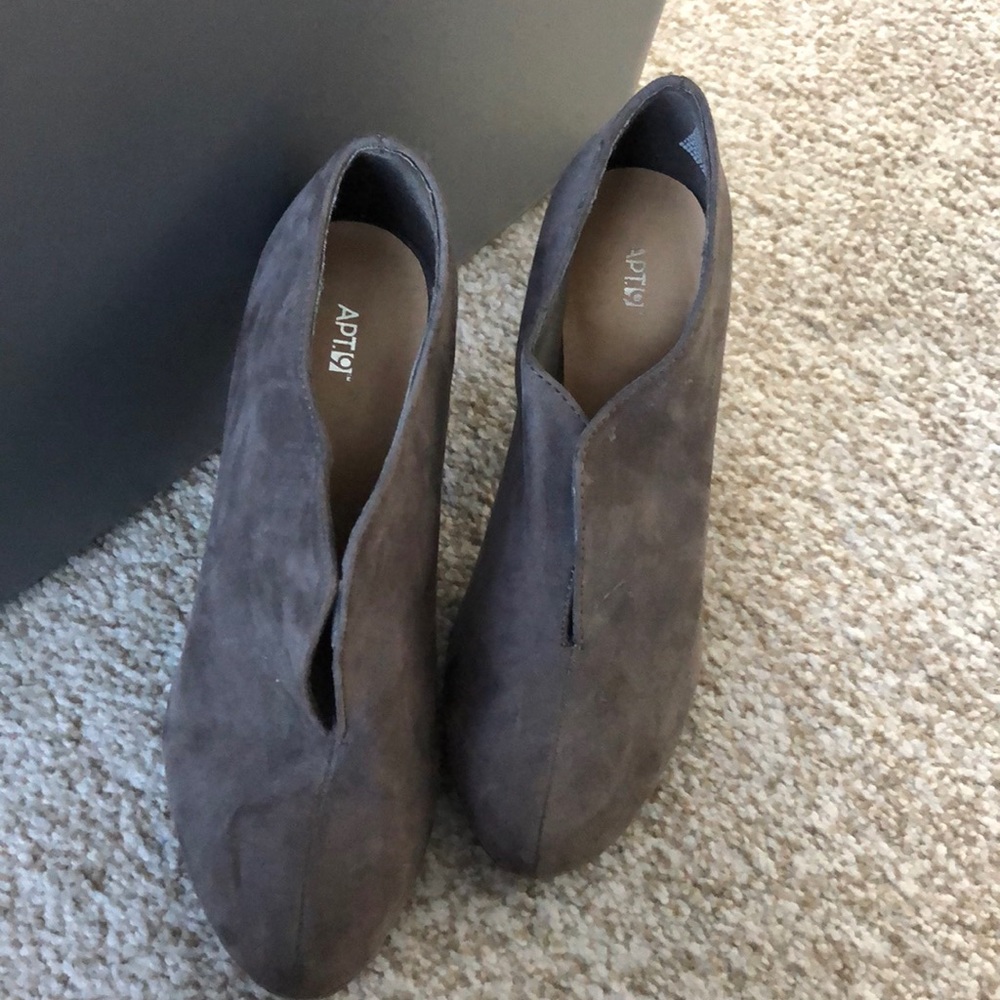 Grey bootie heels